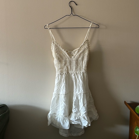 Zaful Dresses & Skirts - Zaful Cream Crochet Bodice Mini Dress